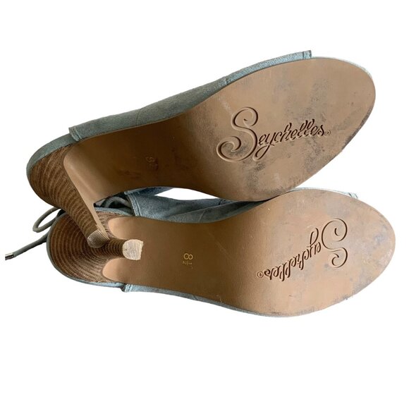 SEYCHELLES Baby Blue Suede "Play Along" Gladiator Stiletto Heels Size 8 - Picture 7 of 8